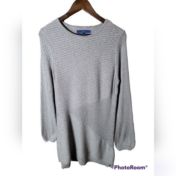Apt. 9 Grey Geometric Tunic Long-sleeved Sweater Dress Size Large - Picture 1 of 12